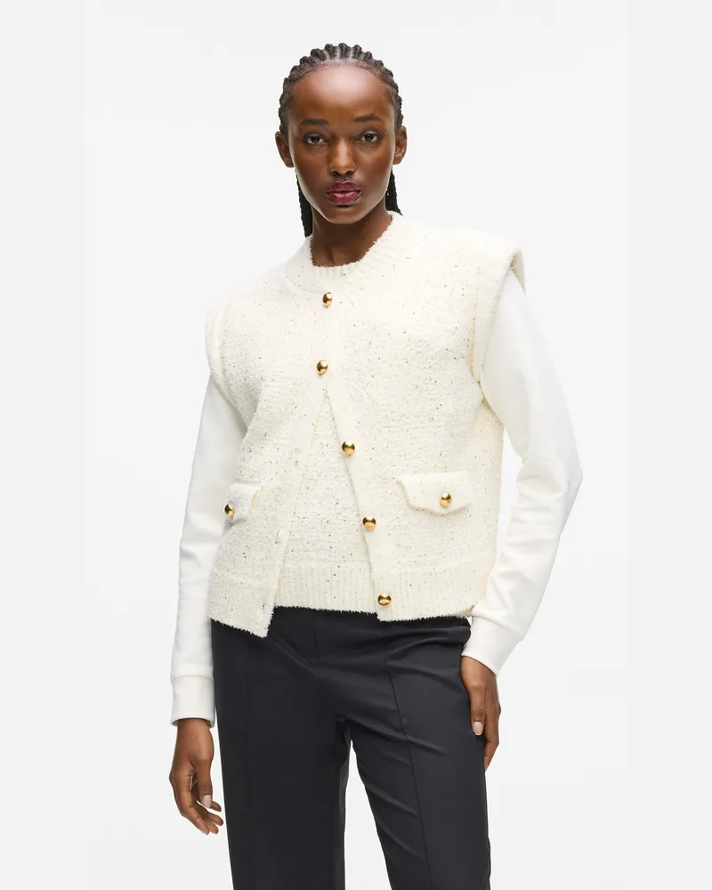 Karl Lagerfeld Bouclé-weste, Damen, Cannoli Creme, Größe Cannoli