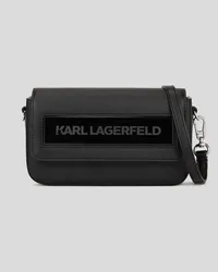 Karl Lagerfeld Ikon k Kleine Schultertasche mit Umschlagklappe, Frau, Schwarz Schwarz