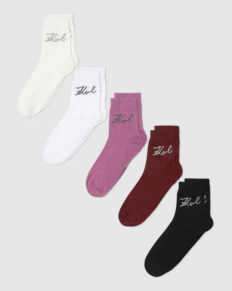 Karl Lagerfeld Signature-socken – 5er-pack, Damen, Multi, Größe Multi
