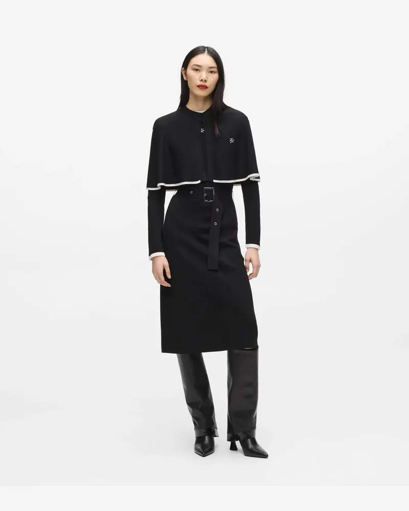 Karl Lagerfeld Wandelbares Cape-kleid, Damen, Schwarz/weiss, Größe Schwarz