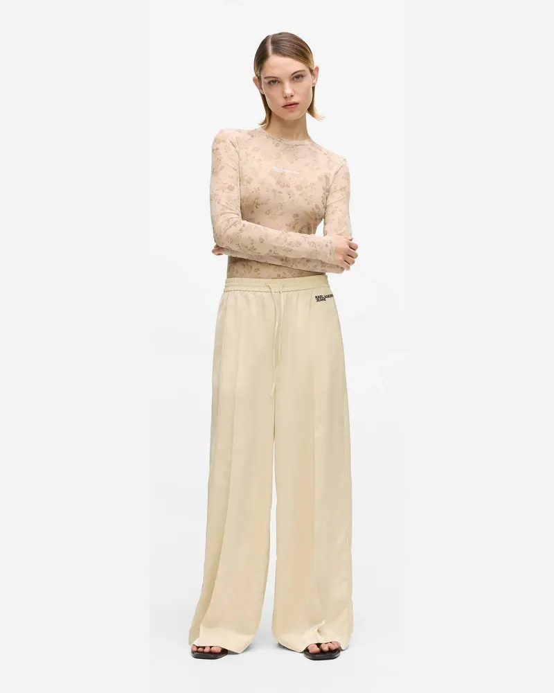 Karl Lagerfeld Satinhose Mit Weitem Bein, Damen, Weißkappengrau, Größe Weißkappengrau