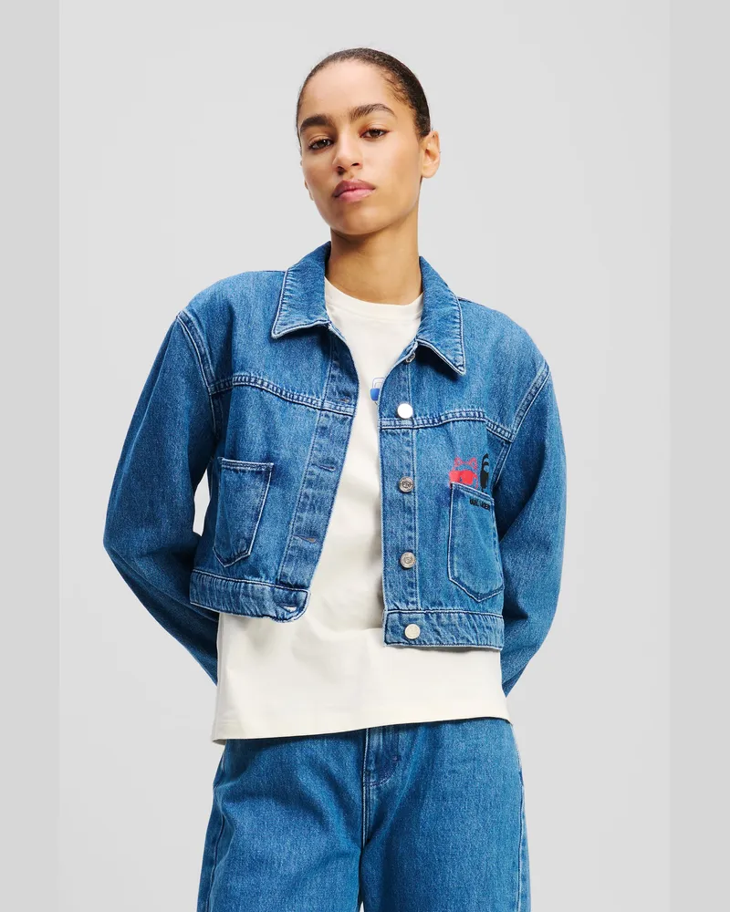 Karl Lagerfeld Ikon Denim-jacke, Frau, Hellblauer Denim, Größe Hellblauer