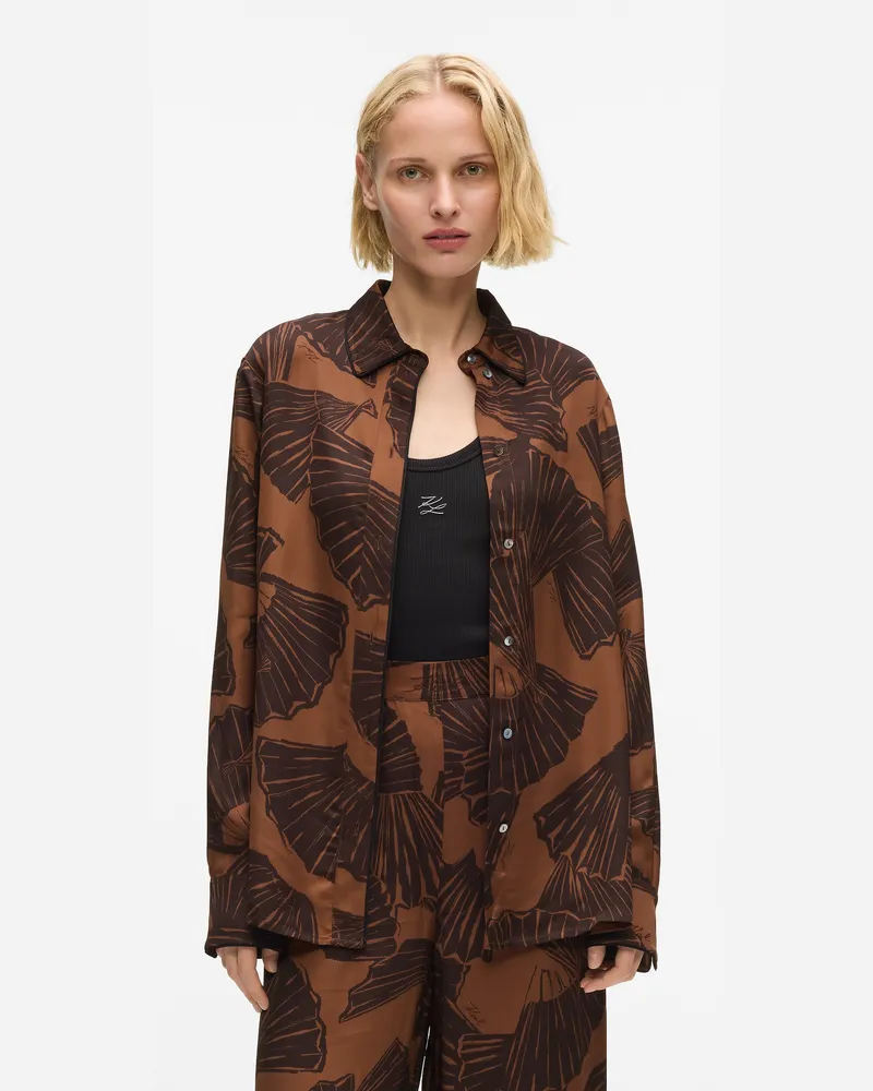 Karl Lagerfeld Hemd Mit Fächerprint, Damen, Schwarzbraun, Größe Schwarzbraun
