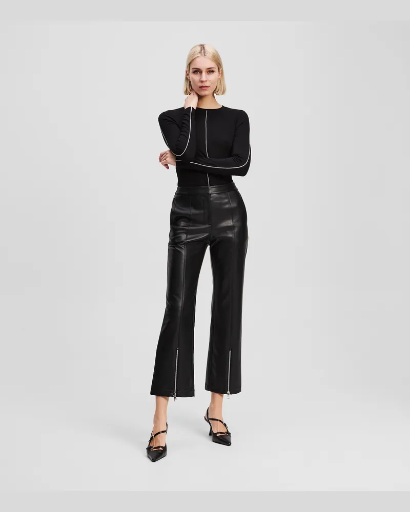 Karl Lagerfeld Hose Aus Kunstleder, Frau, Schwarz, Größe Schwarz