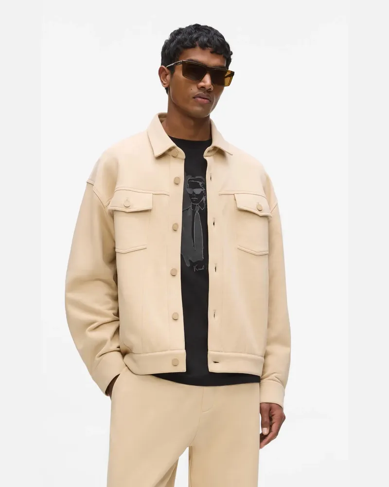 Karl Lagerfeld Overshirt Aus Sweatmaterial, Herren, Khaki, Größe Khaki
