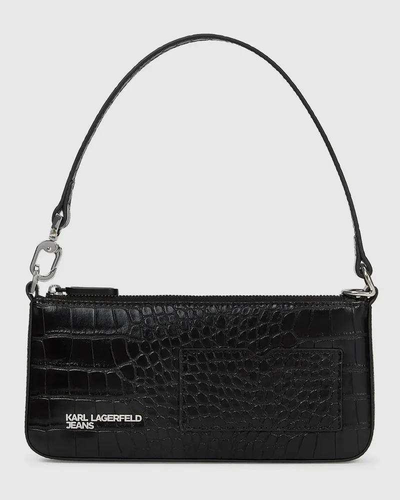 Karl Lagerfeld Wandelbare Tasche In Kroko-optik, Damen, Schwarz, Größe Schwarz