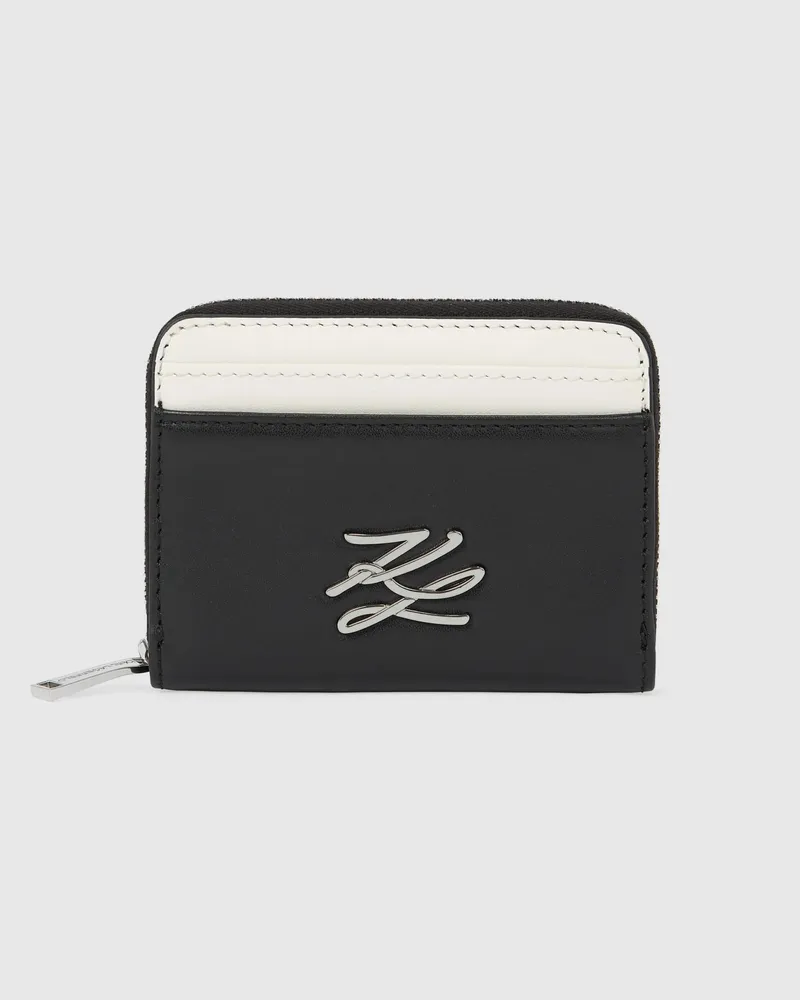 Karl Lagerfeld K/autograph Kleines Portemonnaie Mit Reißverschluss, Damen, Schwarz/weiss, Größe Schwarz