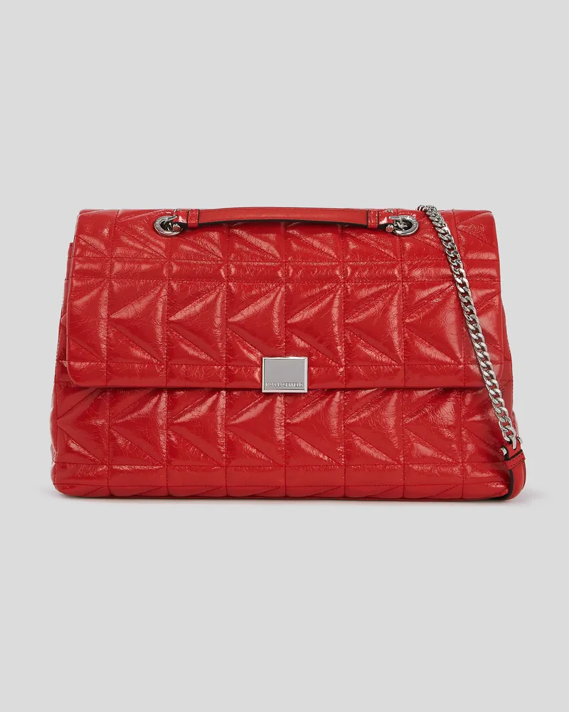 Karl Lagerfeld K/kuilt glänzende Grosse Schultertasche, Frau, Klassisches Rot, Größe Klassisches