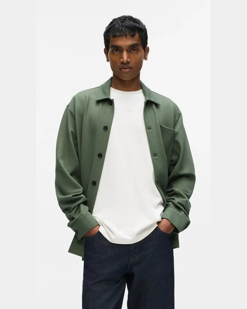 Karl Lagerfeld Overshirt Mit Knopfleiste, Herren, Thymian, Größe Thymian