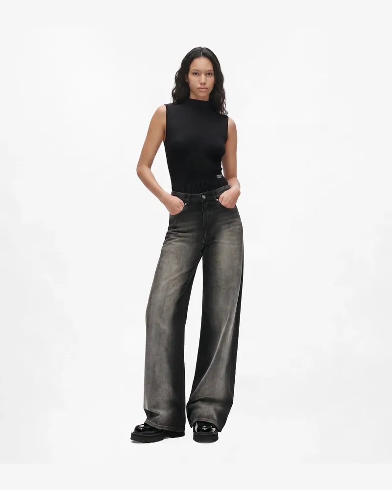 Karl Lagerfeld High Waist Relaxed Jeans, Female, Visual Washed Schwarz, Size Grey
