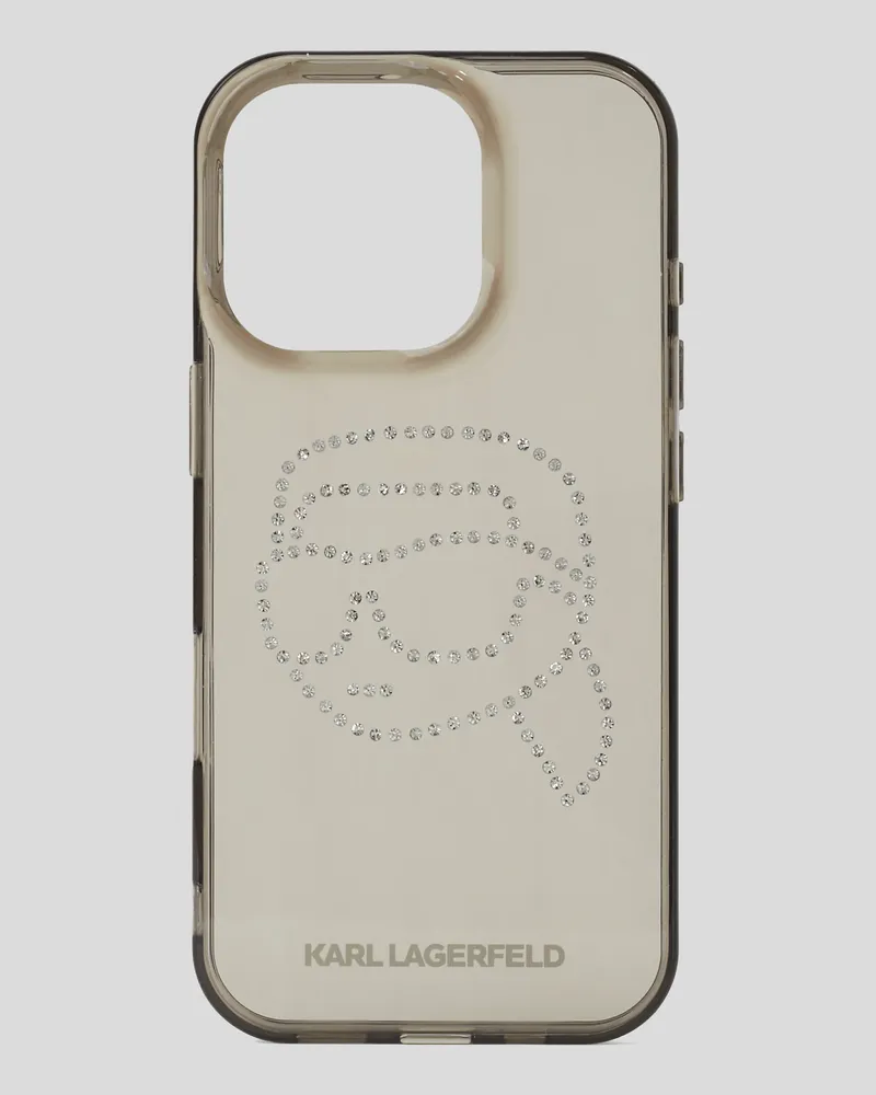 Karl Lagerfeld Ikon Schutzhülle Für Iphone 16 pro Mit Strass, Frau, Schwarz, Größe Schwarz