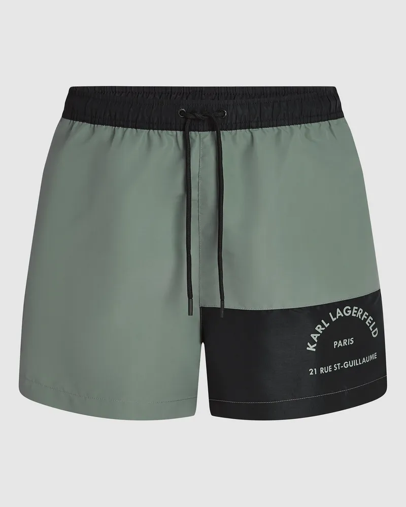 Karl Lagerfeld Rue St-guillaume Boardshorts Im Kontrastdesign, Herren, Magnet, Größe Magnet