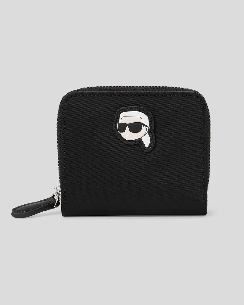 Karl Lagerfeld Ikon  portemonnaie Aus Nylon Mit Reissverschluss, Frau, Schwarz, Größe Schwarz