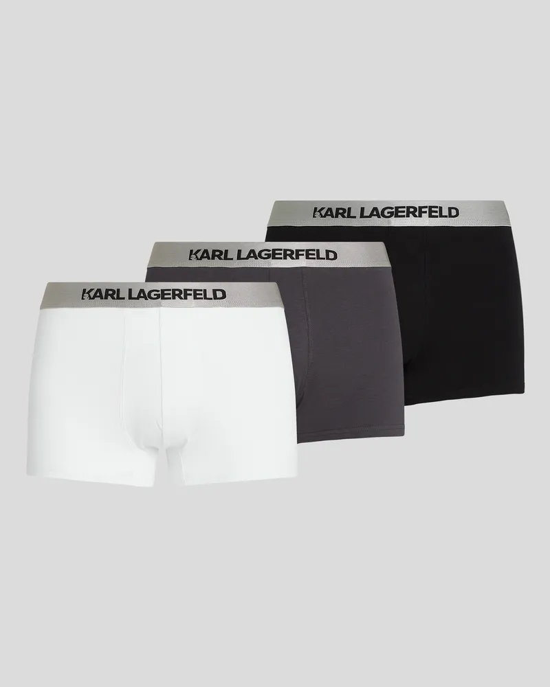Karl Lagerfeld Boxershorts Mit Logo In Metallic-optik – 3er-set, Mann, Asphalt-Weiß-Schwarz, Größe Asphalt-weiß-schwarz