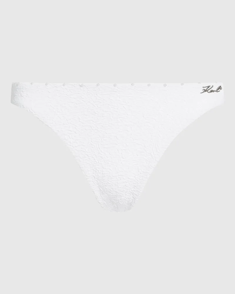 Karl Lagerfeld Strukturierte Bikinihose Mit Perlen, Female, Cannoli Creme, Size Beige