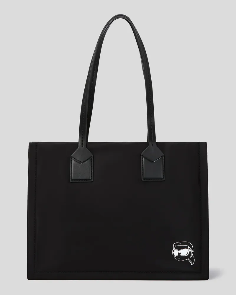 Karl Lagerfeld Ikon Mittlere Tote Bag Aus Nylon, Frau, Schwarz, Größe Schwarz