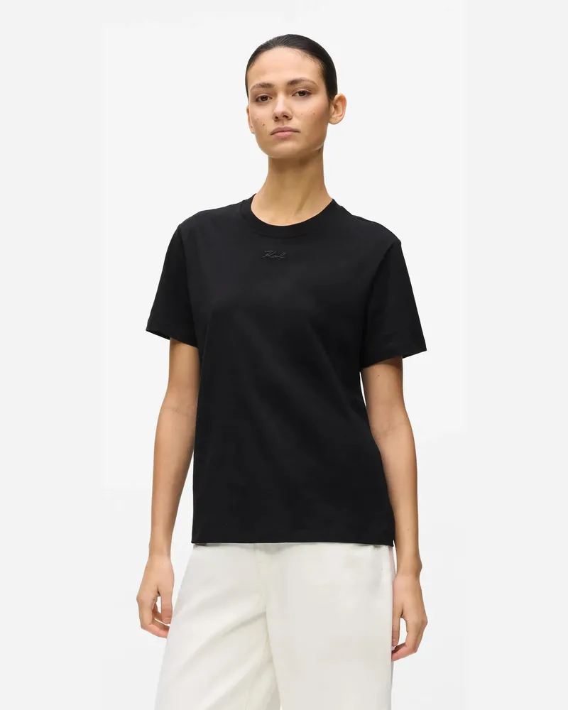 Karl Lagerfeld Signature Regular-fit T-shirt, Female, Schwarz, Size Black
