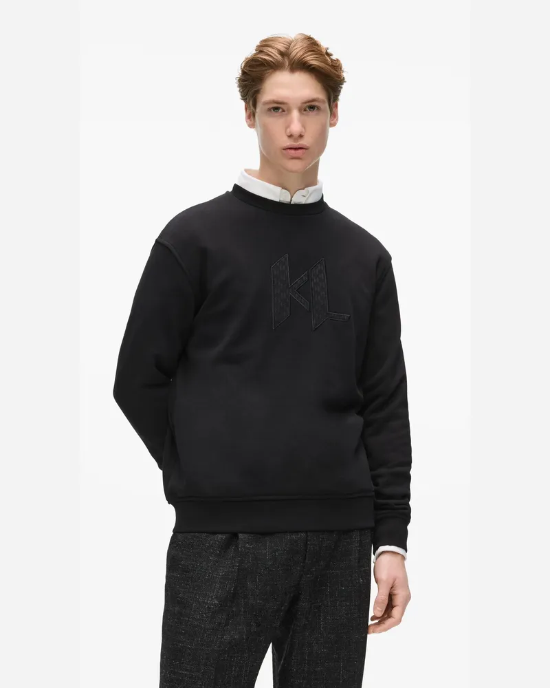 Karl Lagerfeld Monogram-sweatshirt Mit Rundhalsausschnitt, Herren, Schwarz, Größe Schwarz