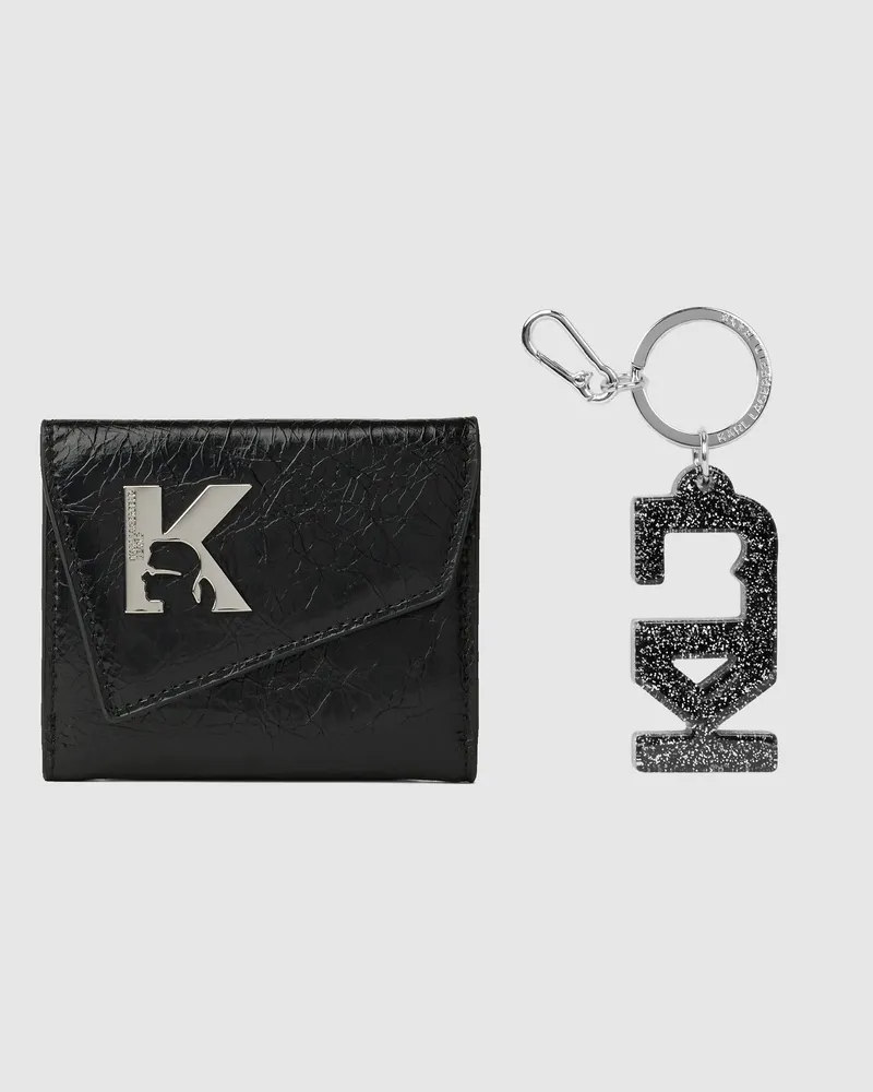 Karl Lagerfeld Geo Geschenkset Aus Portemonnaie Und Schlüsselanhänger, Damen, Schwarz, Größe Schwarz
