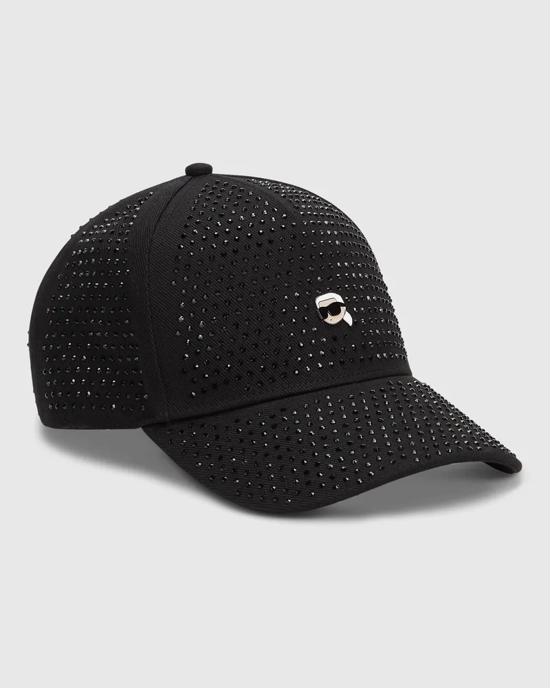 Karl Lagerfeld Ikon-cap Mit Durchgehendem Strass, Female, Schwarze Verzierung, Size Black