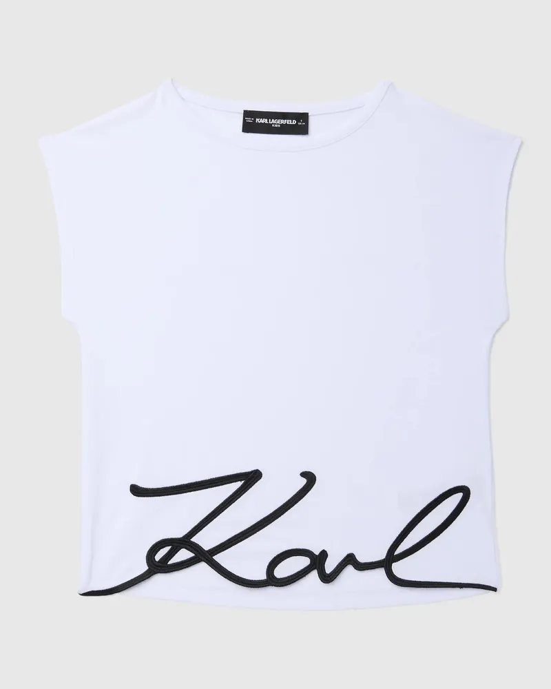 Karl Lagerfeld Signature T-shirt Für Mädchen, Weiss/schwarz, Größe Weiss