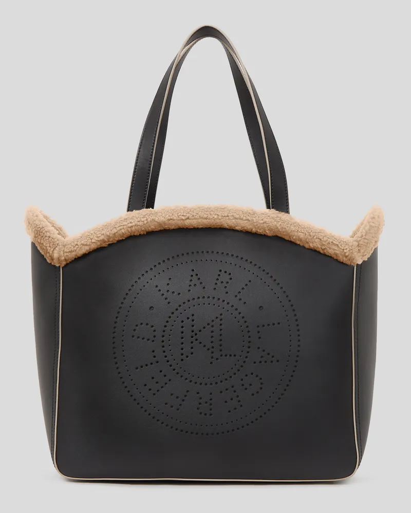 Karl Lagerfeld K/circle grosse Tote-bag Aus Lammfell-imitat, Frau, Schwarz, Größe Schwarz