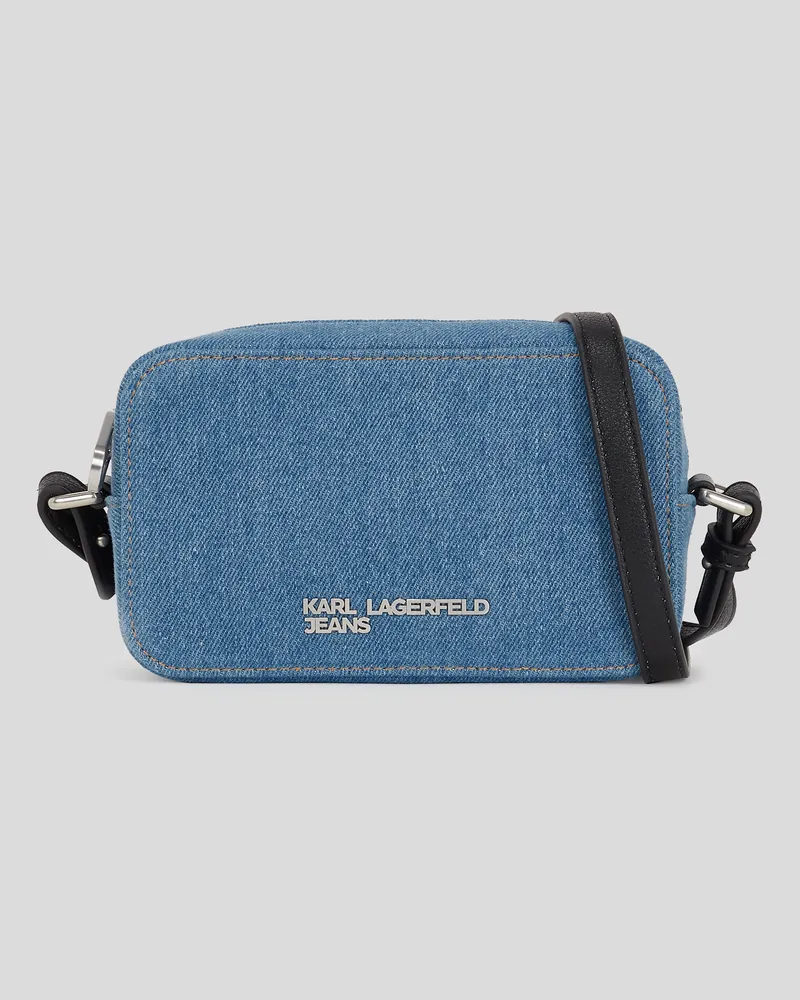 Karl Lagerfeld Denim-kameratasche Mit Logo Aus Metall, Frau, Hellblauer Marmor, Größe Hellblauer