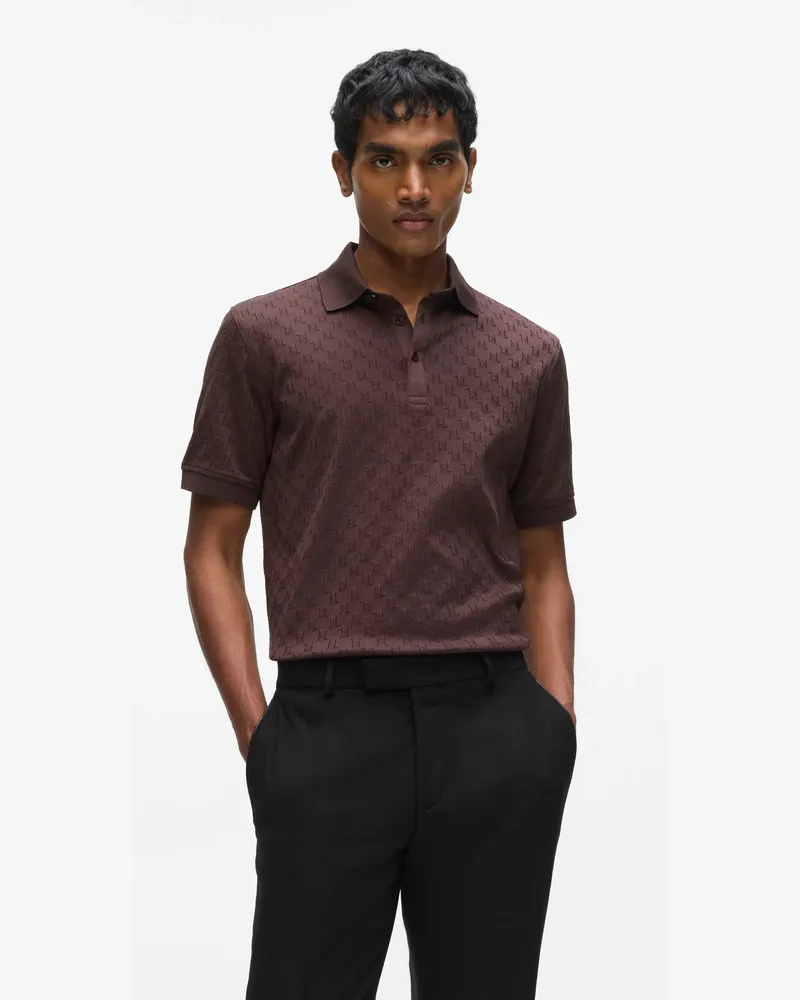 Karl Lagerfeld Poloshirt Mit Monogramm, Herren, Schwarz/braun, Größe Schwarz