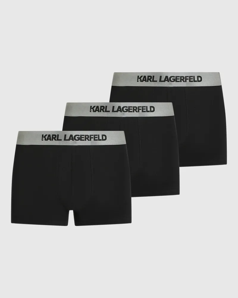 Karl Lagerfeld Boxershorts Mit Logo In Metallic-optik – 3er-set, Herren, Schwarz, Größe Schwarz