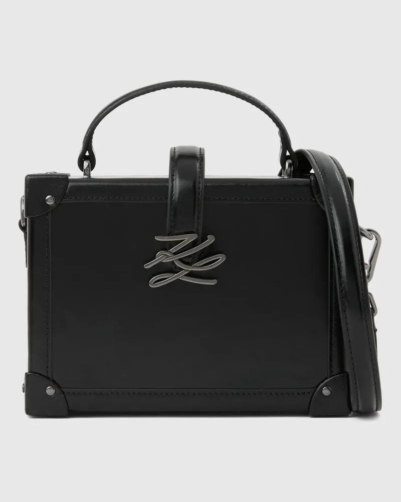 Karl Lagerfeld Kleine K/autograph Drop Koffertasche Aus Leder, Damen, Schwarz-gunmetal, Größe Schwarz-gunmetal