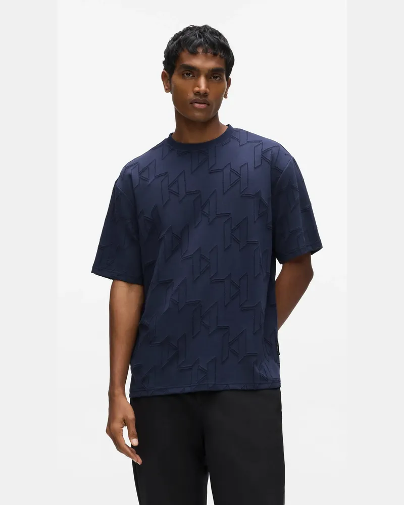 Karl Lagerfeld T-shirt Mit All-over-monogramm, Herren, Peacoat, Größe Peacoat