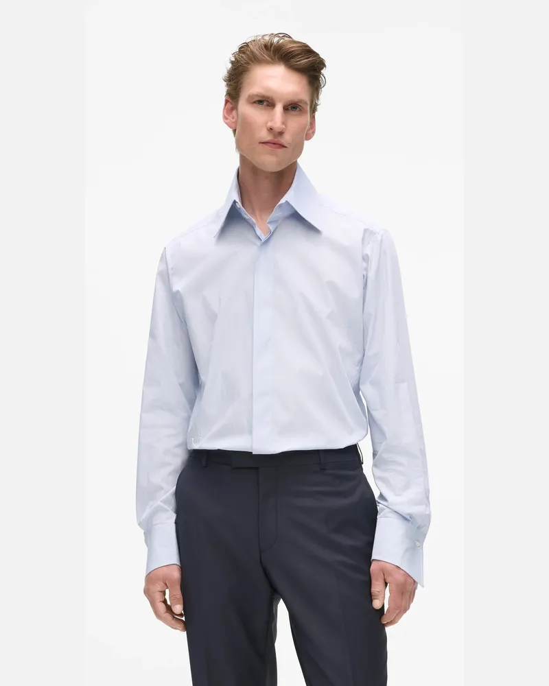 Karl Lagerfeld Hemd Mit Modernem Schnitt Und Stehkragen, Male, Marineblau, Size Blue
