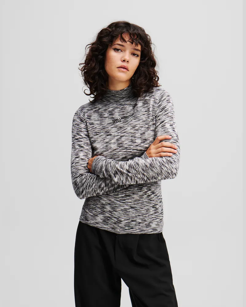 Karl Lagerfeld Pullover Mit Stehkragen, Frau, Hellgrau Mel, Größe Hellgrau
