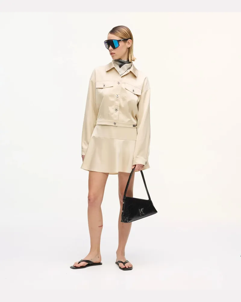 Karl Lagerfeld Minirock Aus Satin, Damen, Weißkappengrau, Größe Weißkappengrau