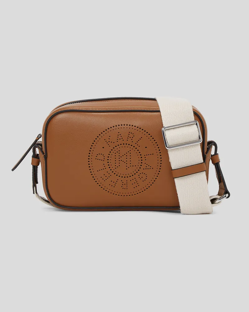 Karl Lagerfeld K/circle Umhängetasche Mit Lochmuster, Frau, Dunkles Tan, Größe Dunkles