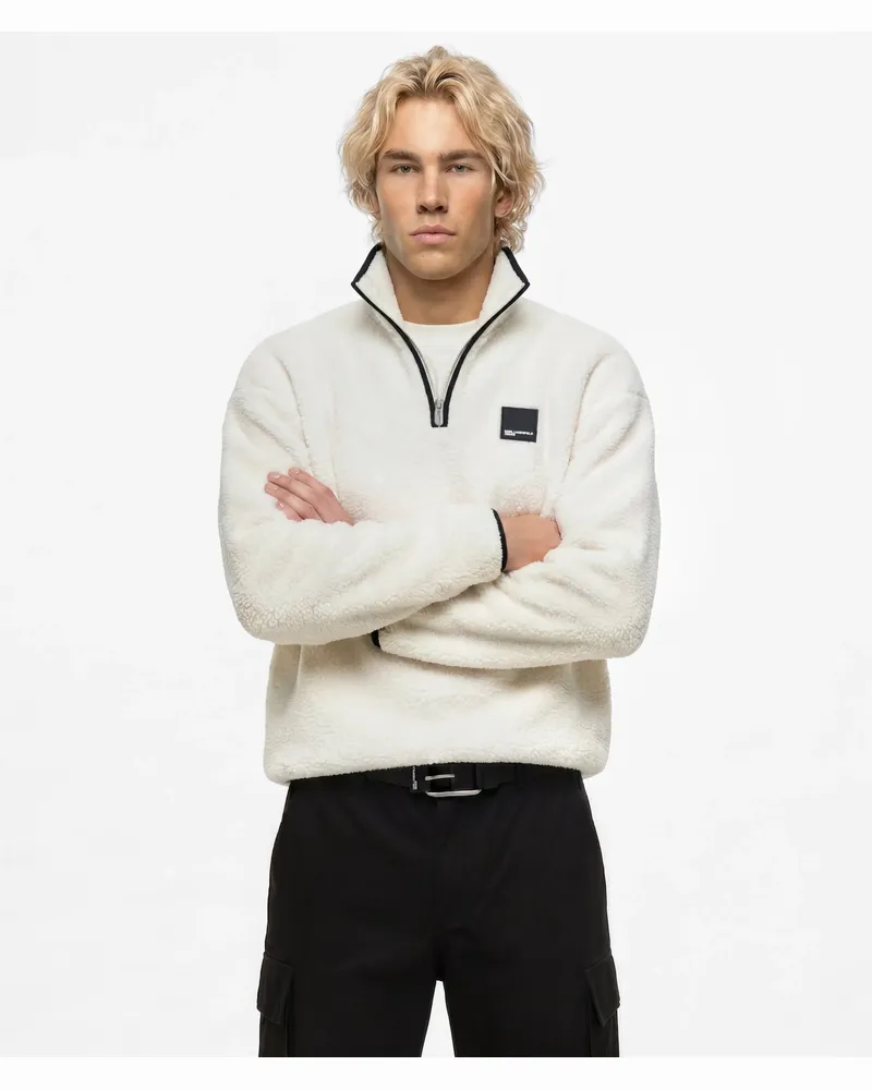 Karl Lagerfeld Fleece-sweatshirt Mit Halbem Reißverschluss, Herren, Reiher, Größe Reiher
