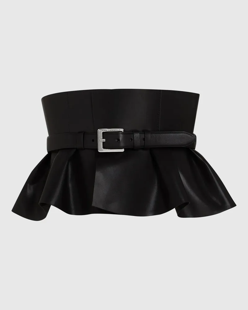 Karl Lagerfeld Lederkorsett-gürtel Mit Schößchen, Damen, Schwarz, Größe Schwarz
