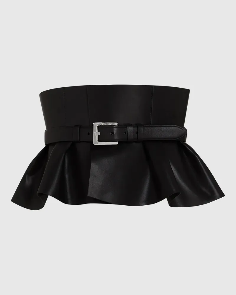 Karl Lagerfeld Lederkorsett-gürtel Mit Schößchen, Damen, Schwarz, Größe Schwarz
