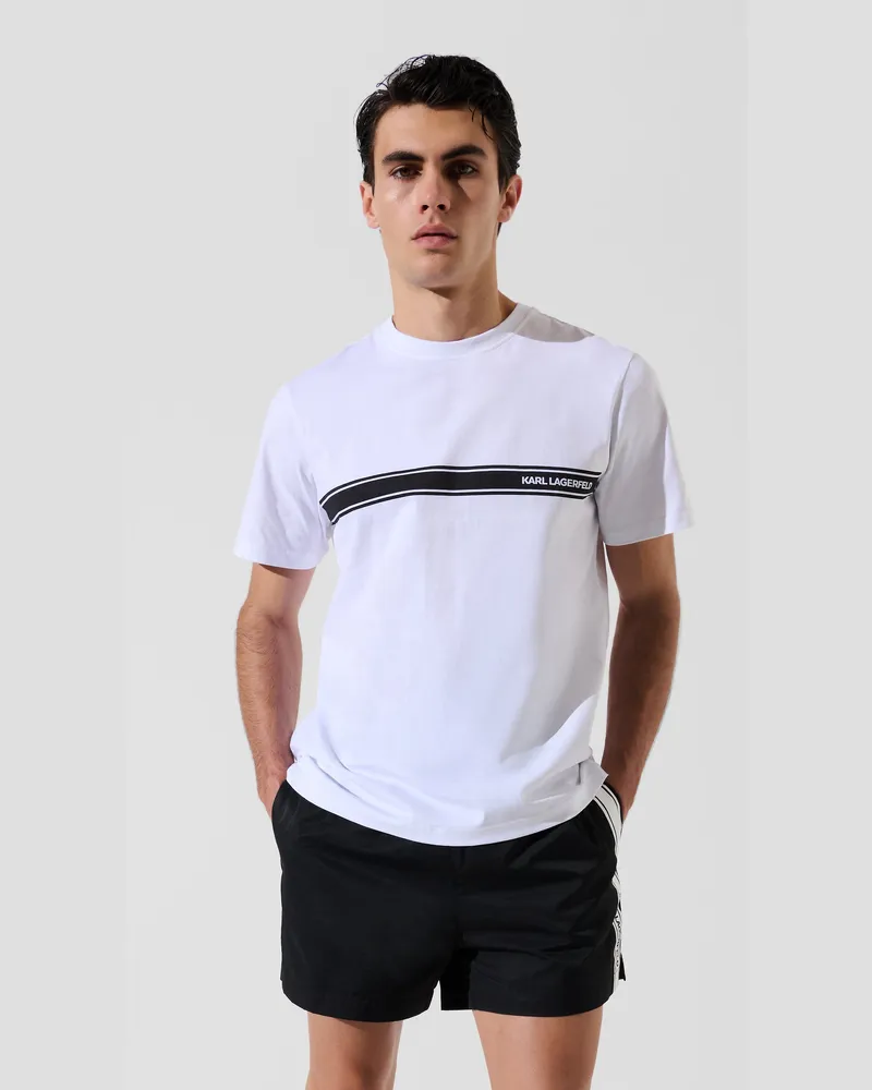 Karl Lagerfeld Strand-t-shirt Mit Logo, Herren, Weiss, Größe Weiss