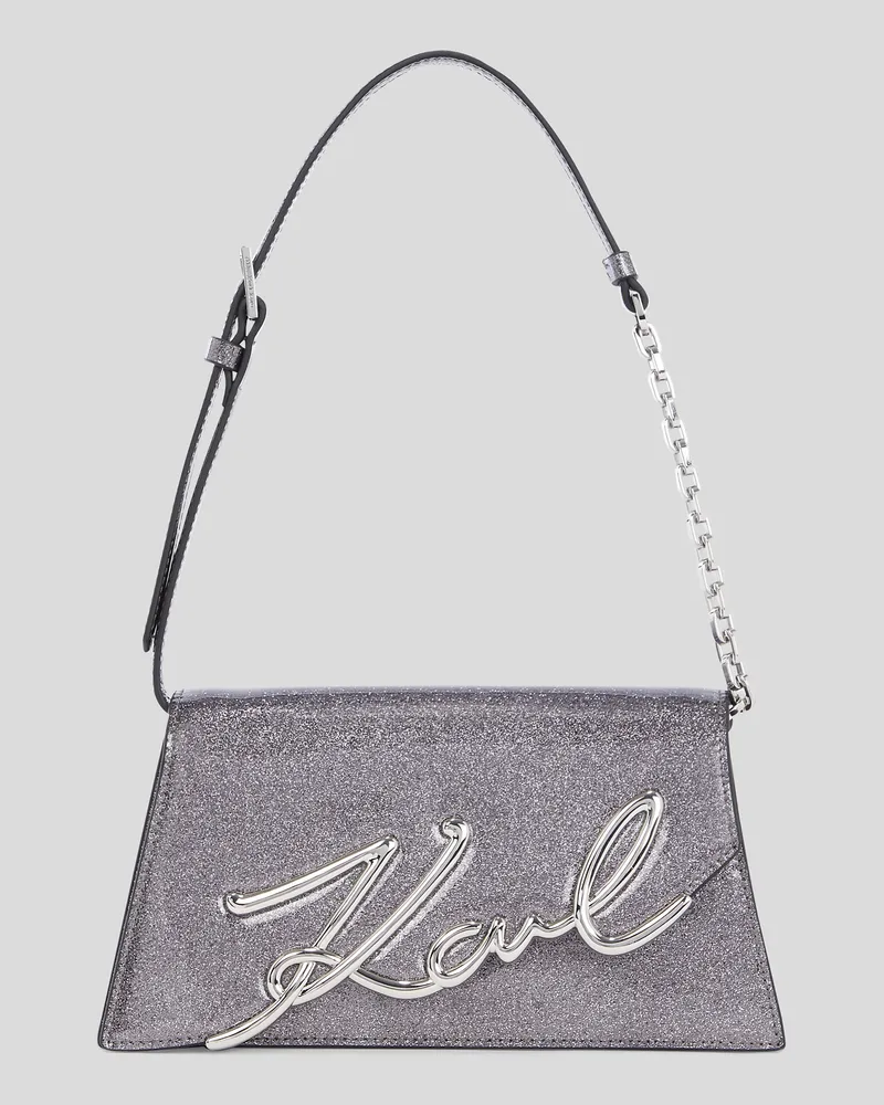 Karl Lagerfeld K/signature Mittelgrosse Schultertasche In Glitzer-optik, Frau, Glitter Schwarz, Größe Glitter