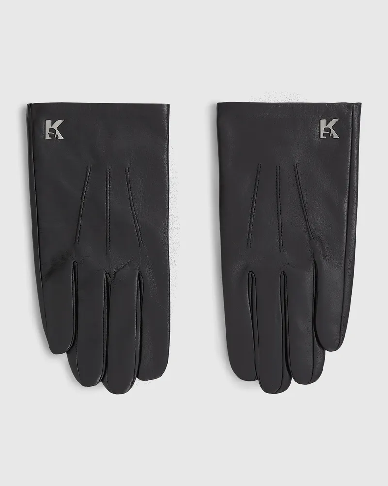 Karl Lagerfeld Lederhandschuhe Mit K-logo, Female, Schwarz, Size Black
