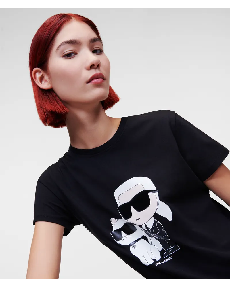 Karl Lagerfeld Karl Ikonik -karl-&-choupette-t-shirt, Frau, Schwarz Schwarz