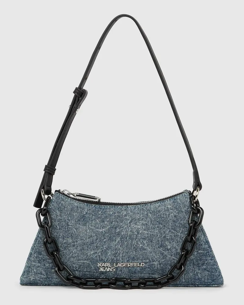 Karl Lagerfeld Denim-schultertasche Mit Kette, Damen, Mittelblauer Ombré-effekt, Größe Mittelblauer