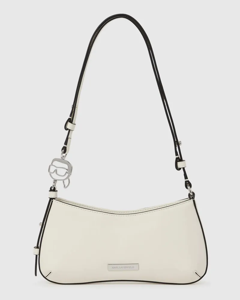 Karl Lagerfeld Ikon Glatte Mini-schultertasche, Damen, Off White, Größe Off