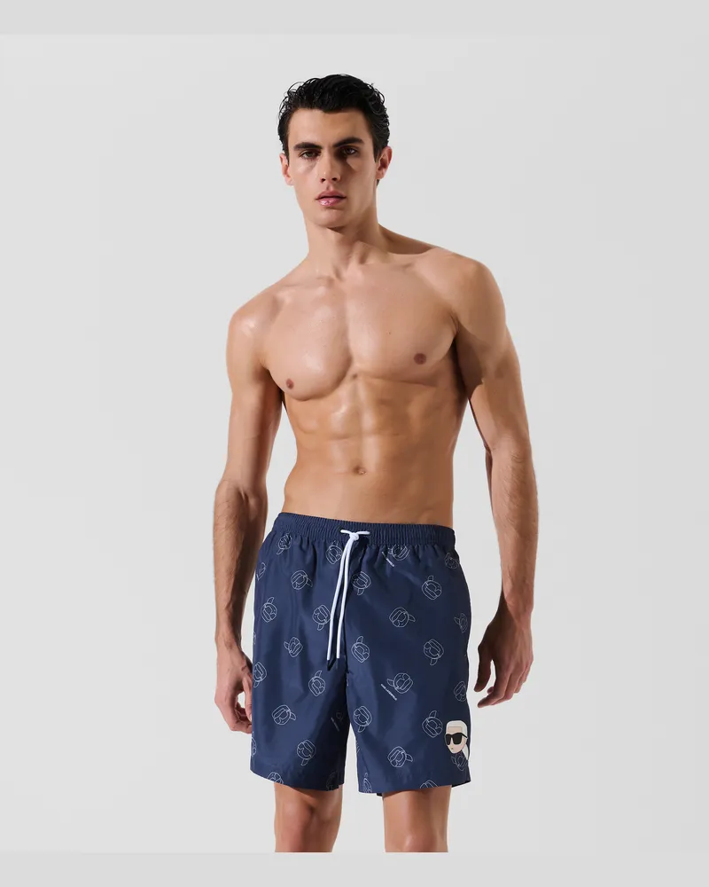 Karl Lagerfeld Ikon board-shorts Mit All-over-print, Mann, All Over Ikon Druck Indigo, Größe All