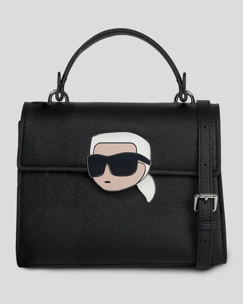 Karl Lagerfeld Ikon Genarbte Umhängetasche, Frau, Schwarz, Größe Schwarz