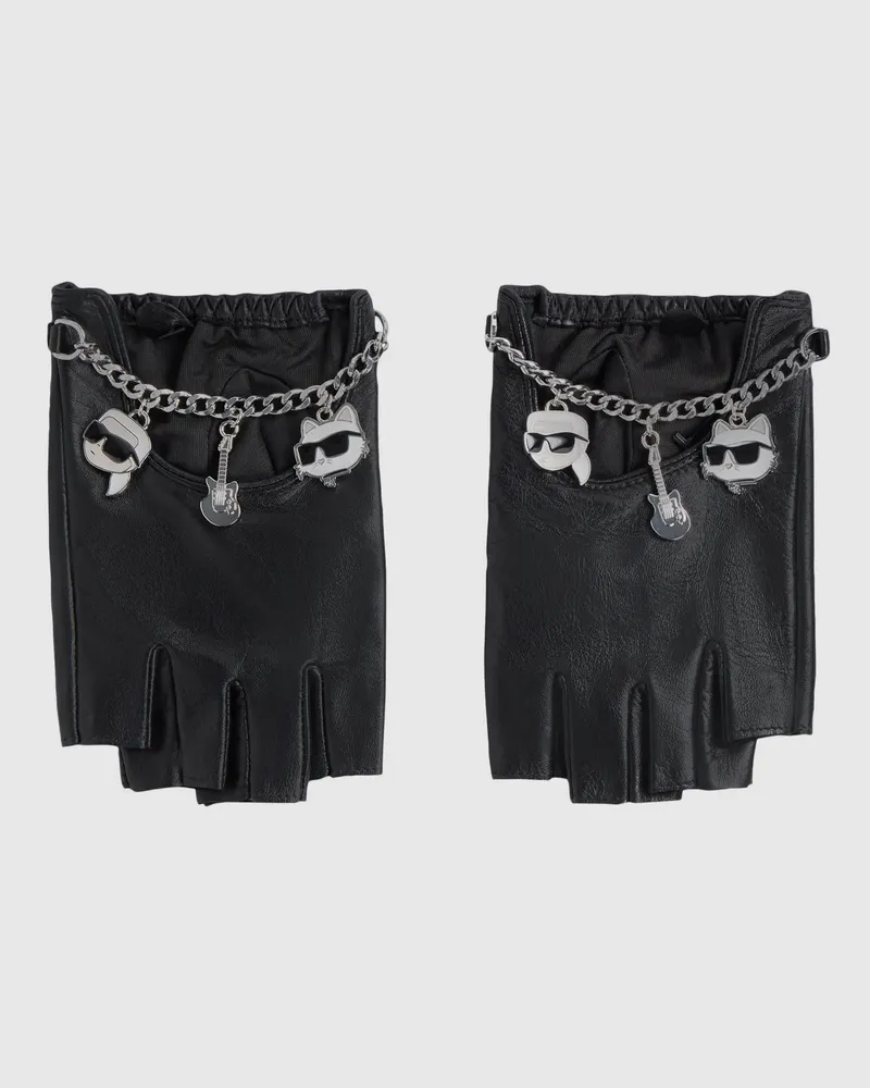 Karl Lagerfeld Ikon Fingerlose Handschuhe Mit Anhängern, Damen, Schwarz, Größe Schwarz