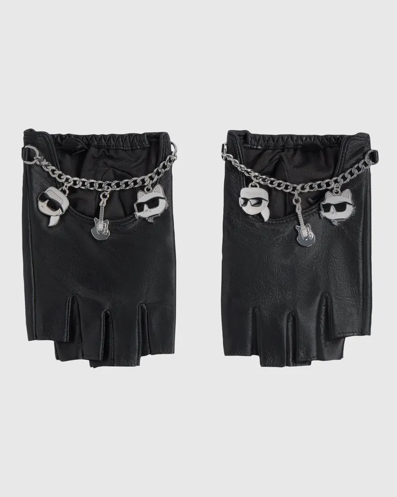 Karl Lagerfeld Ikon Fingerlose Handschuhe Mit Anhängern, Damen, Schwarz, Größe Schwarz