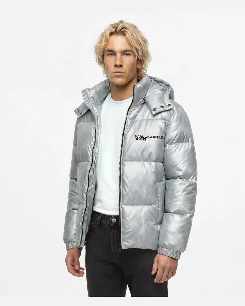 Karl Lagerfeld Glänzende Pufferjacke, Herren, Grau, Größe Grau