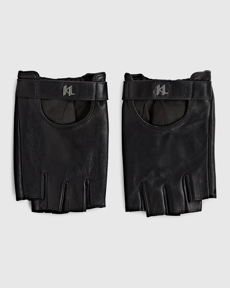 Karl Lagerfeld K/monogram Fingerlose Handschuhe, Male, Schwarz, Size Black